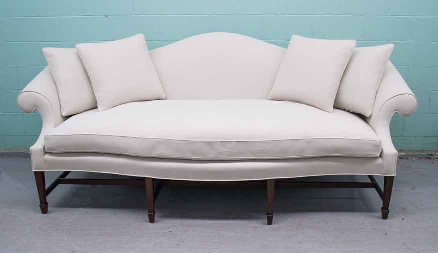 period sofa, camel back sofa